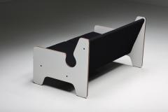 Italian Post Modern Black White Two Seater Sofa 1970s - 2848015