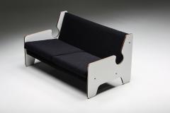 Italian Post Modern Black White Two Seater Sofa 1970s - 2848028