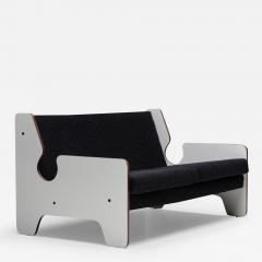 Italian Post Modern Black White Two Seater Sofa 1970s - 2849121
