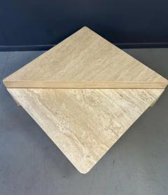 Italian Post Modern Travertine Triangular Marble 2 Piece Cocktail Table - 4059618