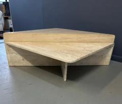 Italian Post Modern Travertine Triangular Marble 2 Piece Cocktail Table - 4059631