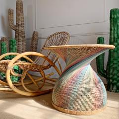 Italian Rainbow Rattan Emmanuelle Peacock Coffee Table 1970s - 3047368