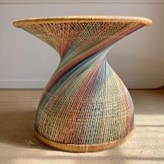 Italian Rainbow Rattan Emmanuelle Peacock Coffee Table 1970s - 3047369