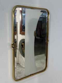 Italian Rectangular Brass Wall Mirror with Rounded Corners 1970s - 4355653