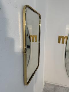 Italian Rectangular Brass Wall Mirror with Rounded Corners 1970s - 4355656