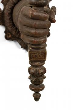 Italian Renaissance Carved Wooden Arm Shaped Wall Sconces - 1398724