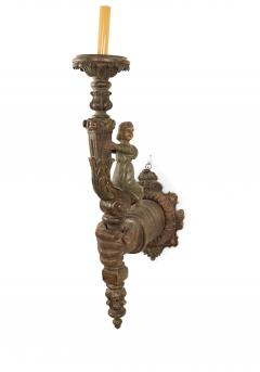 Italian Renaissance Carved Wooden Arm Shaped Wall Sconces - 1398725