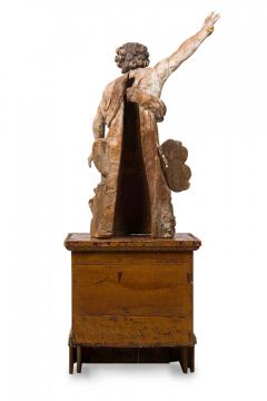Italian Renaissance Monumental Giltwood Baroque Painted Angel on Stand - 4198054