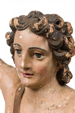 Italian Renaissance Monumental Giltwood Baroque Painted Angel on Stand - 4198056