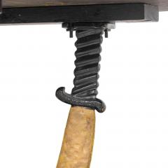 Italian Renaissance Style Cast Iron Table with Arabian Sword Base Granite Top - 4528149