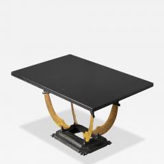 Italian Renaissance Style Cast Iron Table with Arabian Sword Base Granite Top - 4528330