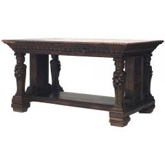 Italian Renaissance Style Oak Library Table Desk - 4645121