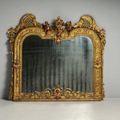 Italian Renaissance Style Over the Mantle Wall Mirror Oil Gilded Monumental - 3423986