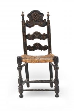 Italian Renaissance Style Painted and Carved Ladder Back Side Chairs - 1419560