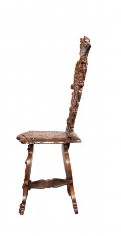 Italian Renaissance Style Walnut Sgabello Chair - 4465303