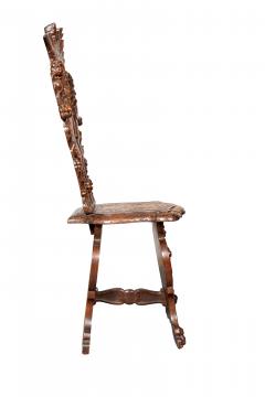Italian Renaissance Style Walnut Sgabello Chair - 4465312