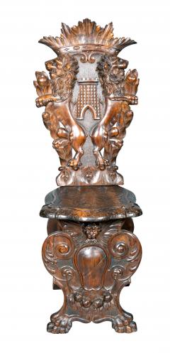 Italian Renaissance Style Walnut Sgabello Chair - 4465369