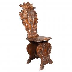 Italian Renaissance Style Walnut Sgabello Chair - 4465373