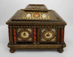 Italian Renaissance style ebonized stone mother of pearl inset box - 4626265