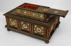 Italian Renaissance style ebonized stone mother of pearl inset box - 4626267