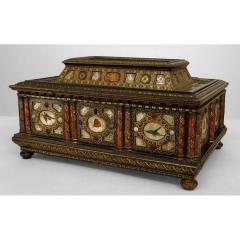 Italian Renaissance style ebonized stone mother of pearl inset box - 4628020