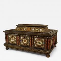 Italian Renaissance style ebonized stone mother of pearl inset box - 4628033
