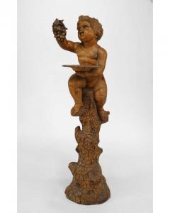 Italian Renaissance style stripped pedestal with cupid holding grapes - 4651867