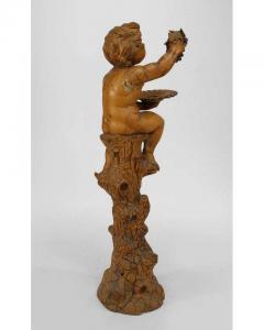 Italian Renaissance style stripped pedestal with cupid holding grapes - 4651868