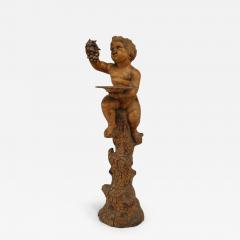 Italian Renaissance style stripped pedestal with cupid holding grapes - 4660016