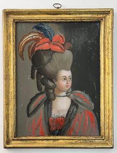 Italian Reverse Glass Portrait Painting of a Fashionable Lady Rome circa 1775 - 3404356