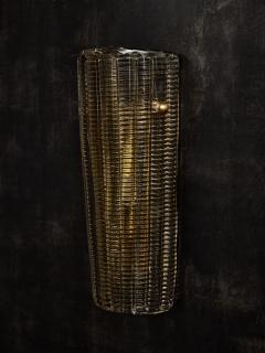 Italian Ribbed Curved Murano Glass Wall Sconce - 4693136
