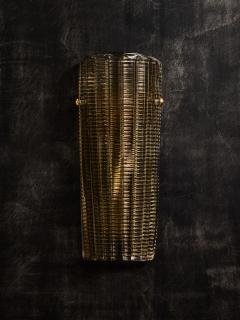 Italian Ribbed Curved Murano Glass Wall Sconce - 4693139