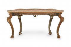 Italian Rococo Carved Silver Gilt and Blush and Green Marble Top Console Table - 4169576