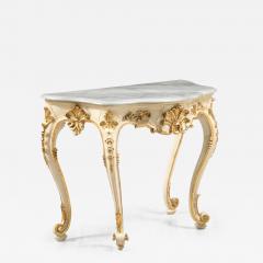 Italian Rococo Carved and Gilded Console with Marble Top circa 1750 - 3930722