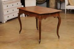 Italian Rococo Early 19th Century Oak Table with Carved Apron and Cabriole Legs - 3544572