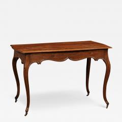 Italian Rococo Early 19th Century Oak Table with Carved Apron and Cabriole Legs - 3546809