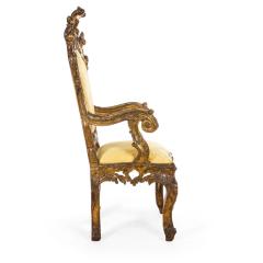 Italian Rococo Gold Damask Throne Chair - 4628482