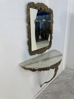 Italian Rococo Revival Mirror and Console Set with Marble Top 1950s - 4357547