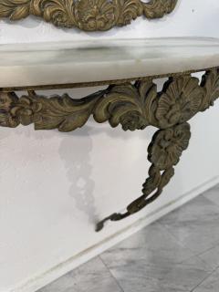 Italian Rococo Revival Mirror and Console Set with Marble Top 1950s - 4357552