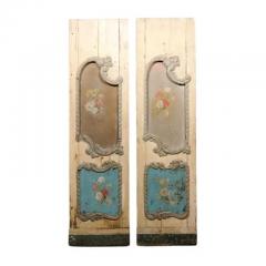 Italian Rococo Style Early 19th Century Door Panels with Painted Bouquets - 3509239