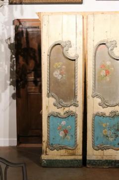 Italian Rococo Style Early 19th Century Door Panels with Painted Bouquets - 3509241