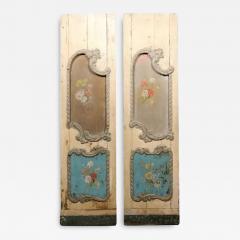 Italian Rococo Style Early 19th Century Door Panels with Painted Bouquets - 3514548