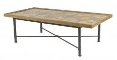 Italian Roman Pompeiian Style Marble Panel and Metal Coffee Table - 2800491