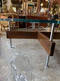 Italian Round Glass Coffee Table with Wood X Base - 4573864