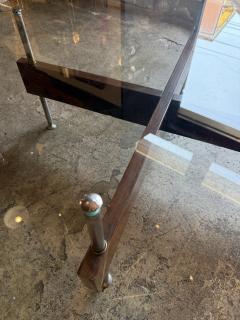 Italian Round Glass Coffee Table with Wood X Base - 4573871