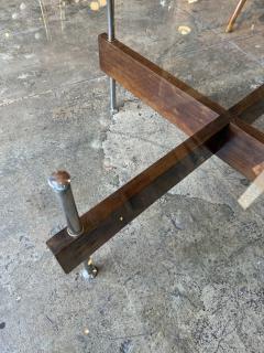 Italian Round Glass Coffee Table with Wood X Base - 4573872