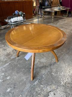 Italian Round Wood Side Table with Curved Four Leg Base - 4573842