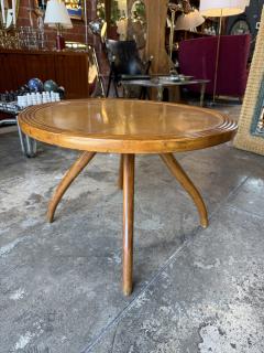 Italian Round Wood Side Table with Curved Four Leg Base - 4573843
