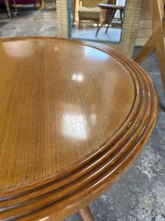 Italian Round Wood Side Table with Curved Four Leg Base - 4573848