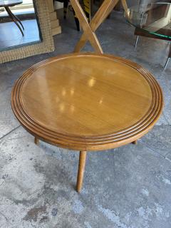 Italian Round Wood Side Table with Curved Four Leg Base - 4573849
